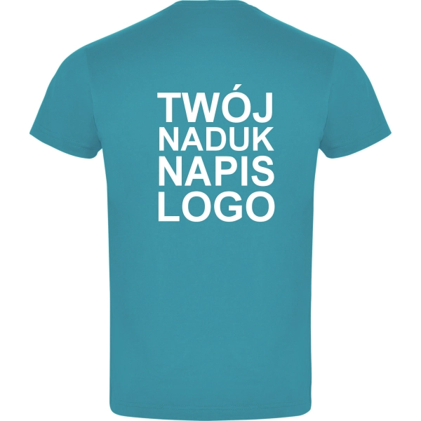 Męska koszulka T-shirt 100% miękka bawełna turkusowa z twoim nadrukiem roz. L